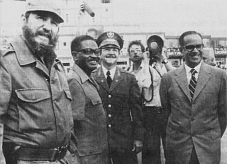 Fidel Castro, Agostinho Neto, Raul castro and Osvaldo Dorticos en la Habana