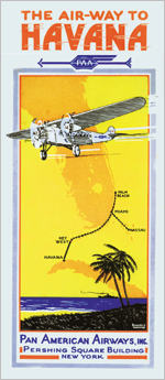Poster de vuelos de Pan American a Cuba